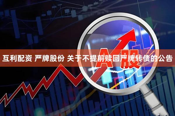 互利配资 严牌股份 关于不提前赎回严牌转债的公告